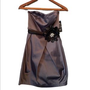 Trixxi Strapless Metallic Purple Mini Dress
